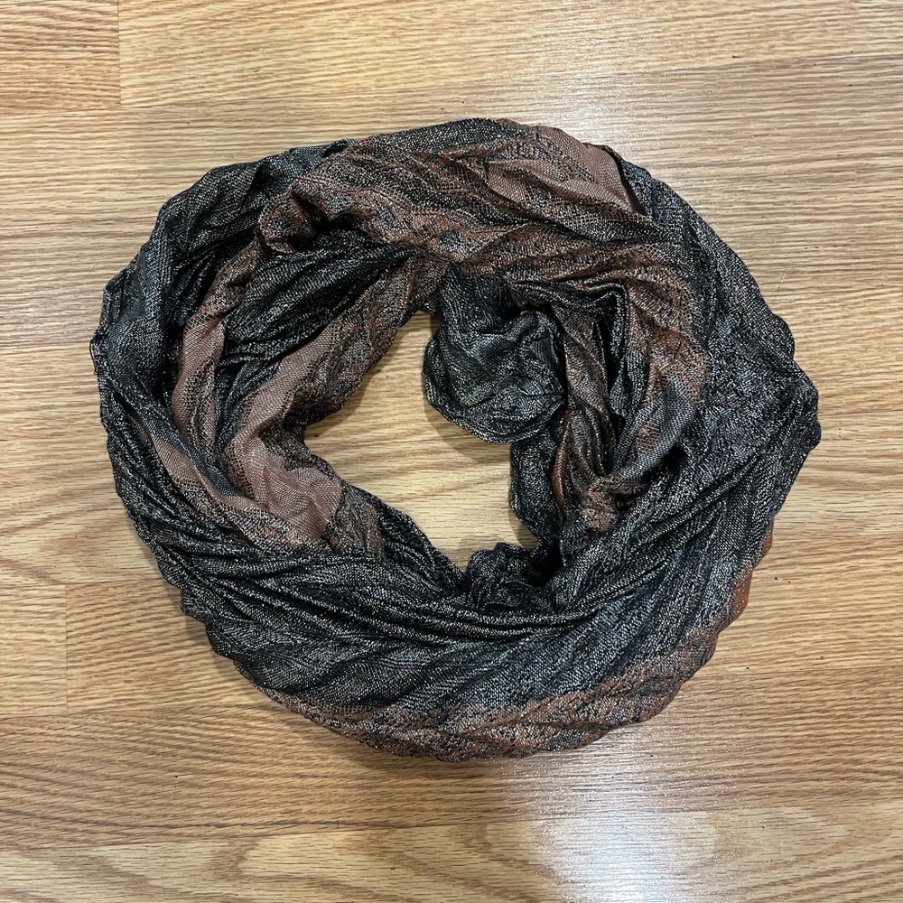 Gold Black and Brown Infinity Scarf